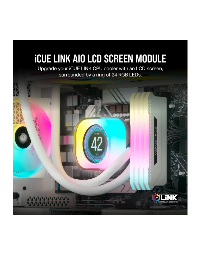 Corsair iCUE Link AIO LCD screen module, monitor (zero cm (zero inch), Kolor: BIAŁY, for iCUE Link AIO water cooling systems) główny