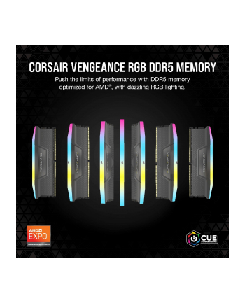 Corsair DDR5 - 32GB - 5600 - CL - 40 (2x 16 GB) dual kit, RAM (gray, CMH32GX5M2B5600Z40, Vengeance RGB, AMD EXPO)