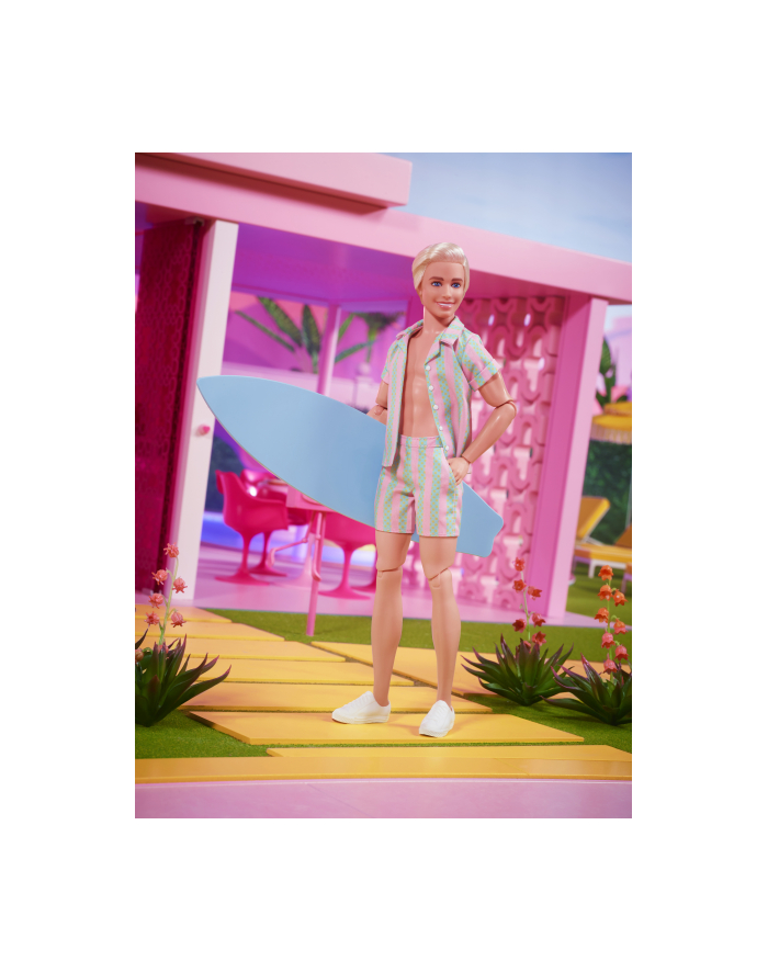 Mattel Barbie Signature The Movie Ken Doll Wearing Pastel Pink and Green Striped Beach Outfit Mini-Play Figure główny