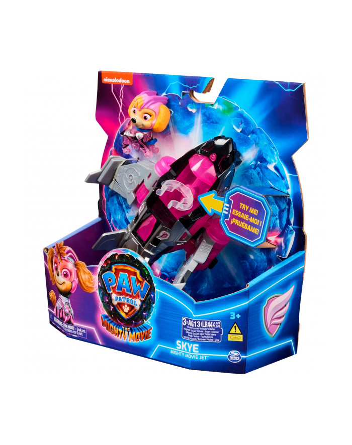 spinmaster Spin Master Paw Patrol Mighty movie - basic vehicle from Skye with puppy figure, toy vehicle główny