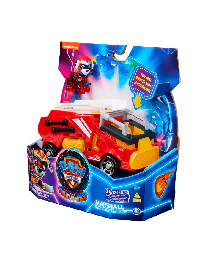 spinmaster Spin Master Paw Patrol Mighty movie - basic vehicle from Marshall with puppy figure, toy vehicle główny