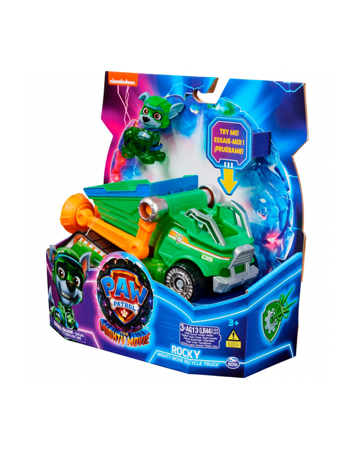 spinmaster Spin Master Paw Patrol Mighty movie - basic vehicle from Rocky with puppy figure, toy vehicle główny