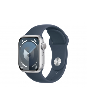 Apple Watch Series 9 GPS Koperta 41mm Z Aluminium W Kolorze Srebrnym Z Paskiem Sportowym W Kolorze Sztormowego Błękitu (MR903ET/A)