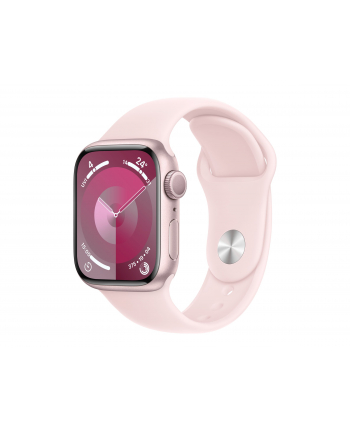APPLE Watch Series 9 GPS Koperta 41mm z aluminium w kolorze różowym z paskiem sportowym w kolorze jasnoróżowym (MR943ETA)