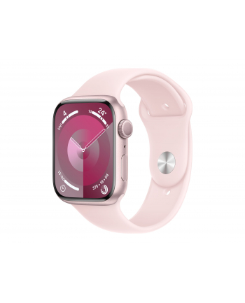 APPLE Watch Series 9 GPS Koperta 45mm z aluminium w kolorze różowym z paskiem sportowym w kolorze jasnoróżowym (MR9H3ETA)
