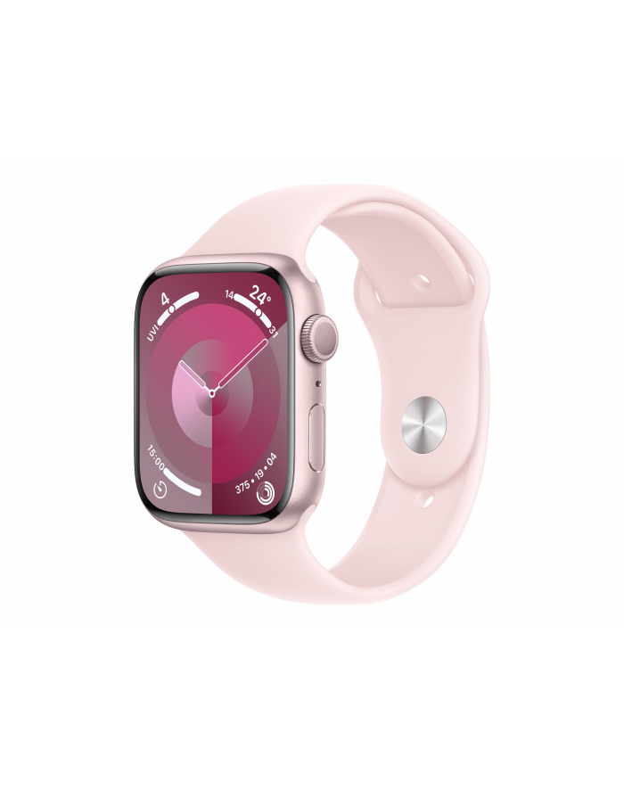 APPLE Watch Series 9 GPS Koperta 45mm z aluminium w kolorze różowym z paskiem sportowym w kolorze jasnoróżowym (MR9H3ETA) główny