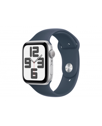 Apple Watch SE GPS Koperta 44mm Z Aluminium W Kolorze Srebrnym Z Paskiem Sportowym W Kolorze Sztormowego Błękitu (MREE3ETA)