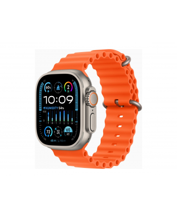 Apple Watch Ultra 2 GPS+Cellular Koperta 49mm Z Tytanu W Kolorze Naturalnym Z Paskiem Ocean W Kolorze Pomarańczowym (MREH3ULA)
