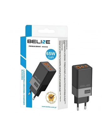 beline Ładowarka sieciowa 65W GaN 2xUSB-C+USB-A bez kabla Czarna