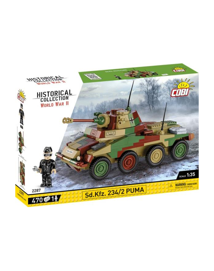 COBI 2287 Historical Collection WWII Sd.Kfz. 234/2 Puma - niemiecki ciężki samochód opancerzony 470 klocków główny