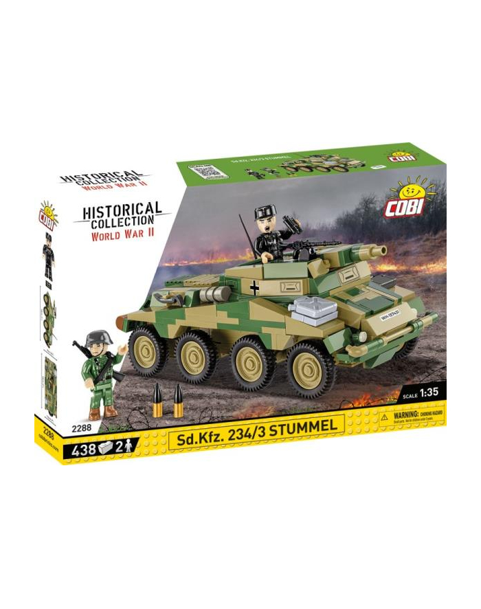 COBI 2288 Historical Collection WWII Sd.Kfz. 234/3 Stummel - niemiecki ciężki samochód opancerzony 438 klocków główny