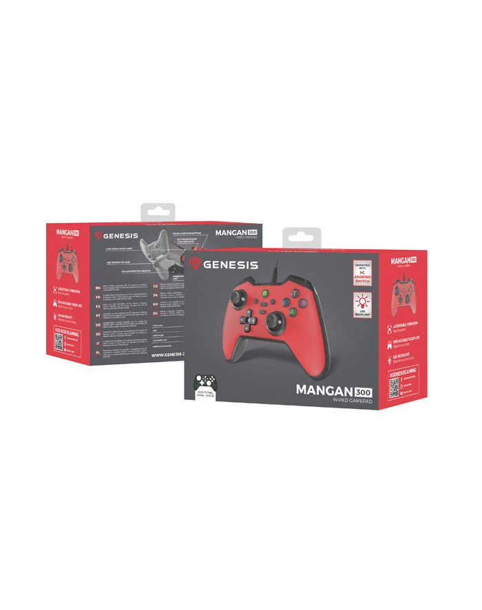 natec Gamepad Genesis Mangan 300 przewodowy do PC/Switch/Mobile Czerwony główny