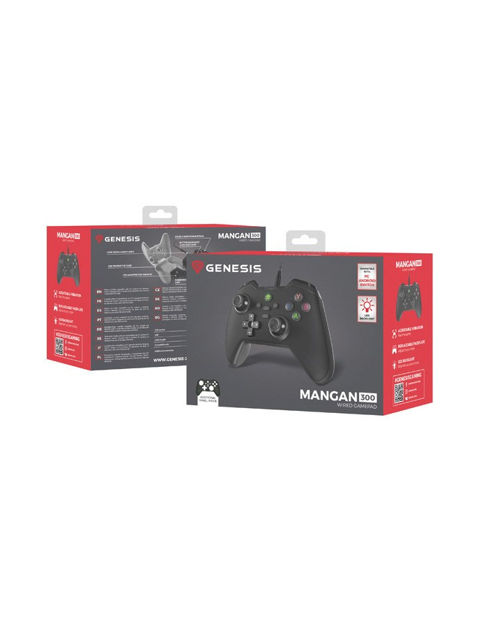 natec Gamepad Genesis Mangan 300 przewodowy do PC/Switch/Mobile Czarny główny