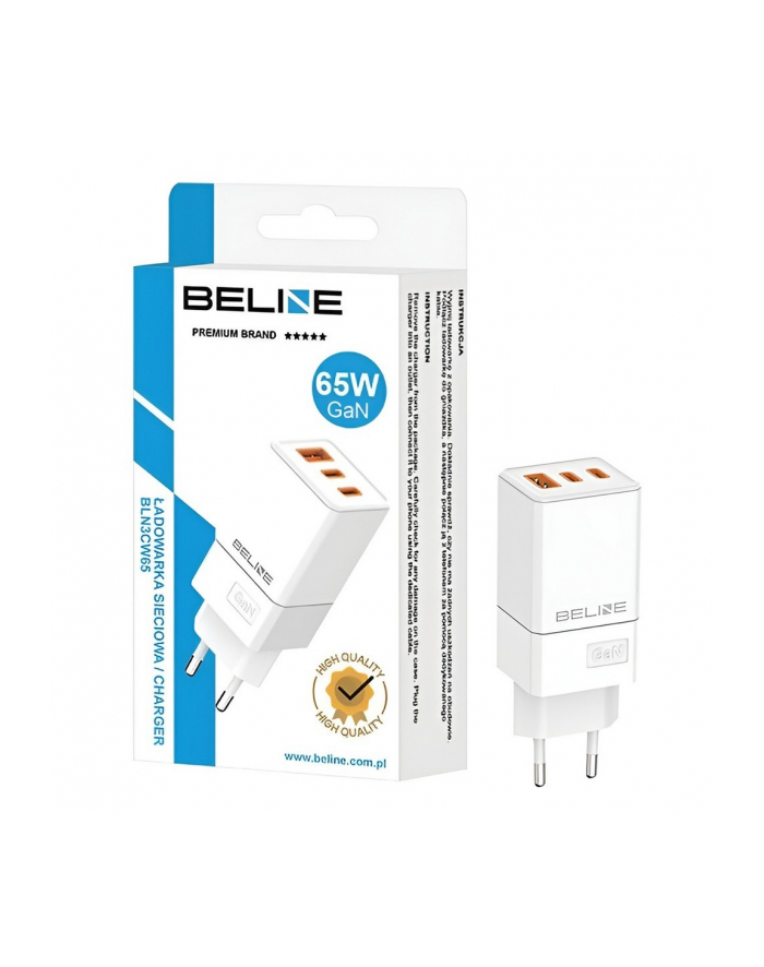 beline Ładowarka siciowa 65W GaN 2xUSB-C+USB-A bez kabla Biała główny