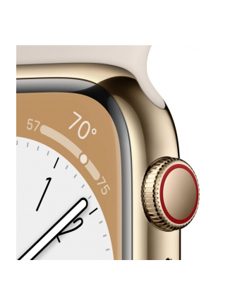 Apple Watch Series 8 GPS + Cellular Koperta 45mm Ze Stali Nierdzewnej W Kolorze Złotym Z Paskiem Sportowym W Kolorze Księżycowej Poświaty (MNKM3ULA)