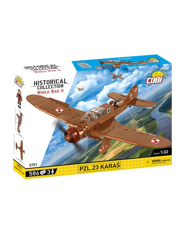 COBI 5751 Historical Collection WWII Samolot PZL.23 Karaś 586 klocków główny