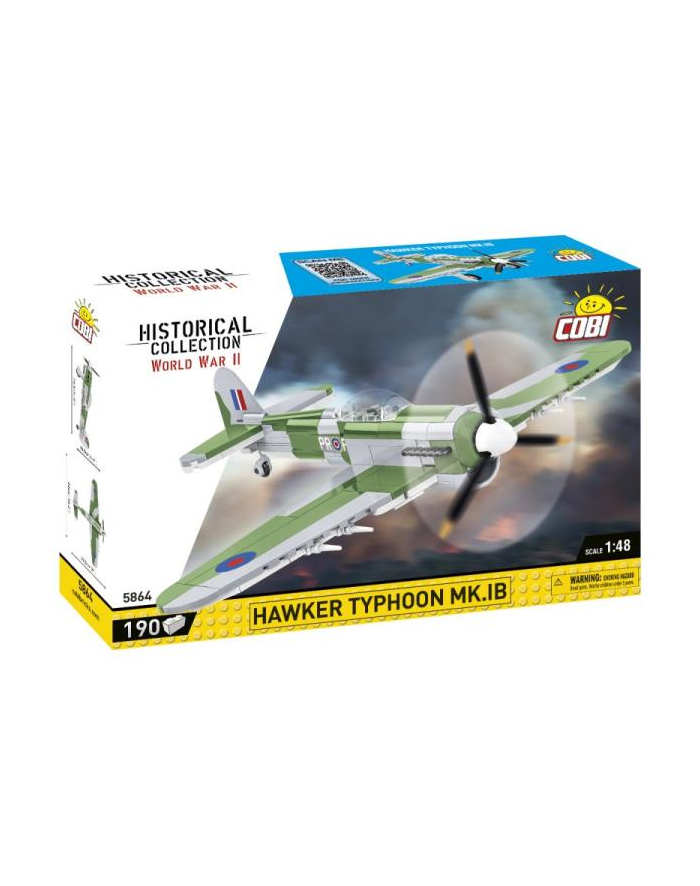 COBI 5864 Historical Collection WWII Brytyjski samolot myśliwsko-bombowy Hawker Typhoon Mk.1B 190 klocków główny