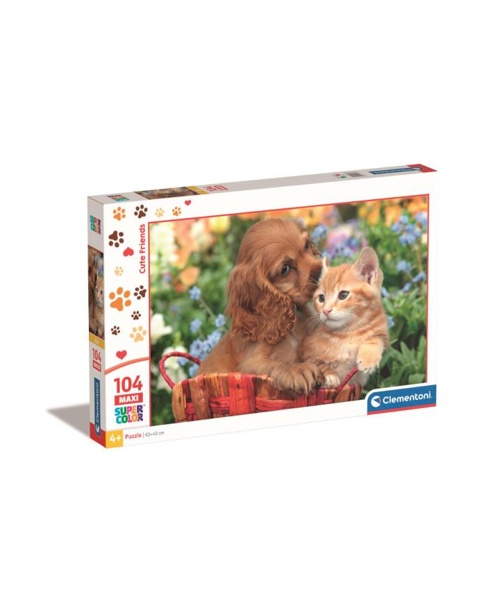 Clementoni Puzzle 104el Maxi SuperColor Piesek i kotek Cute Friends 25763 główny