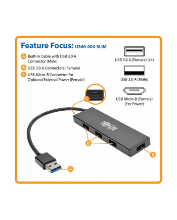 eaton Adapter 4 PORT SLIM USB HUB WITH CABLE U360-004-SLIM
