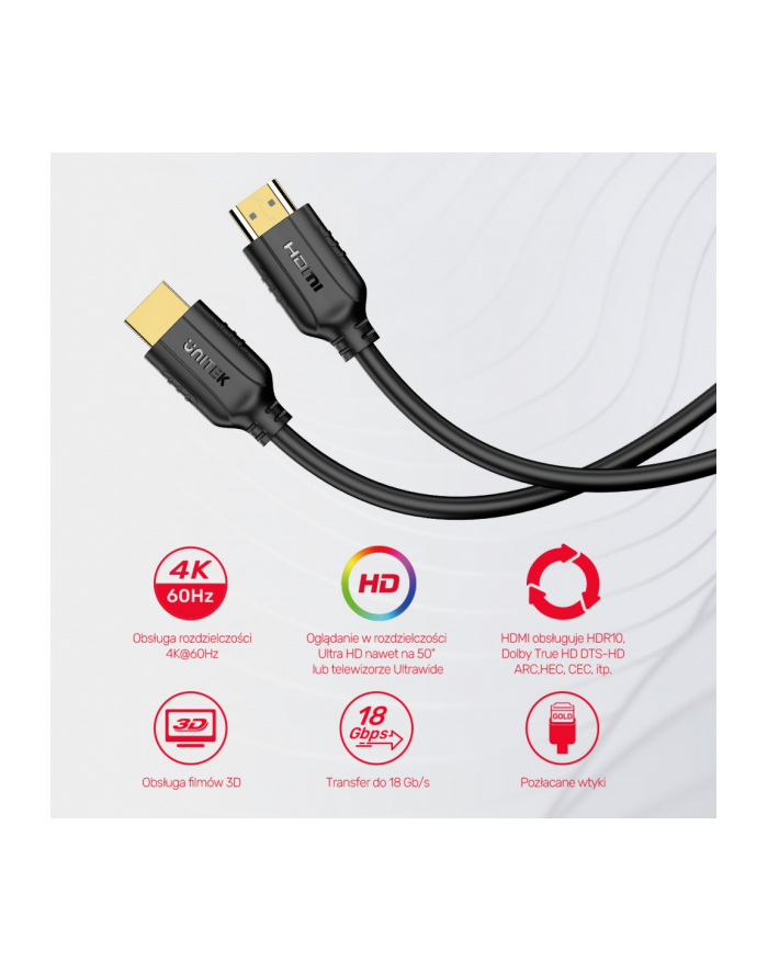 unitek Kabel HDMI 2.0 4K 60HZ , 1,5m , C11079BK-1.5M główny