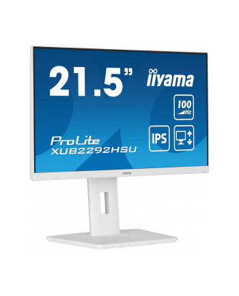 iiyama Monitor 21.5 cala ProLite XUB2292HSU-W6 IPS,100Hz,FreeSync,PIVOT,0.4ms,HDMI,  DP,4xUSB(3.2),2x2W,HAS(150mm), Biały