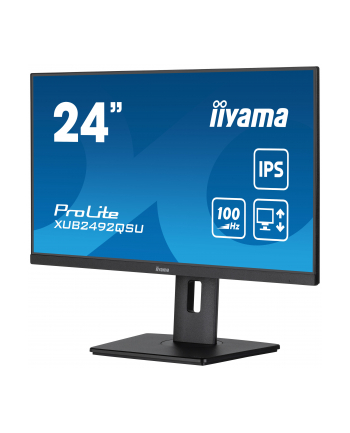 iiyama Monitor 23.8 cala ProLite XUB2492QSU-B1 IPS,QHD,USB-C,100Hz,3xUSB(3.2),HDMI,DP  300cd/m2,FreeSync,2x2W,HAS(150mm),PIVOT