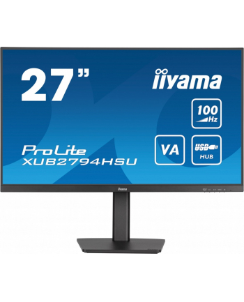 iiyama Monitor 27 cali ProLite XUB2794HSU-B6 VA,FHD,100HZ,4000:1,1MS,HDMI,DP,2xUSB,  FreeSync,2x2W,HAS(150mm),PIVOT