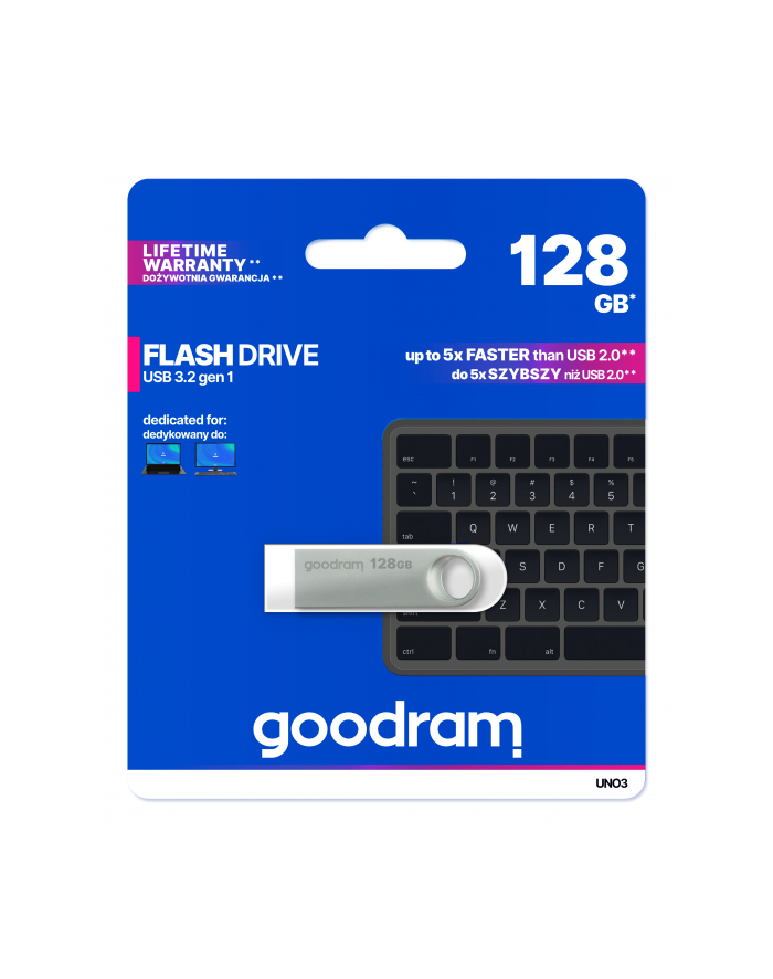 goodram Pendrive UNO3 128GB USB 3.2 Gen1 srebrny główny