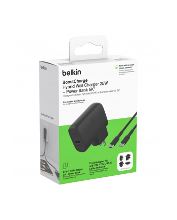 belkin Ładowarka podróżna BoostCharge hybryd 25W 5k mAh +końcówki