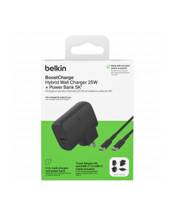 belkin Ładowarka podróżna BoostCharge hybryd 25W 5k mAh +końcówki