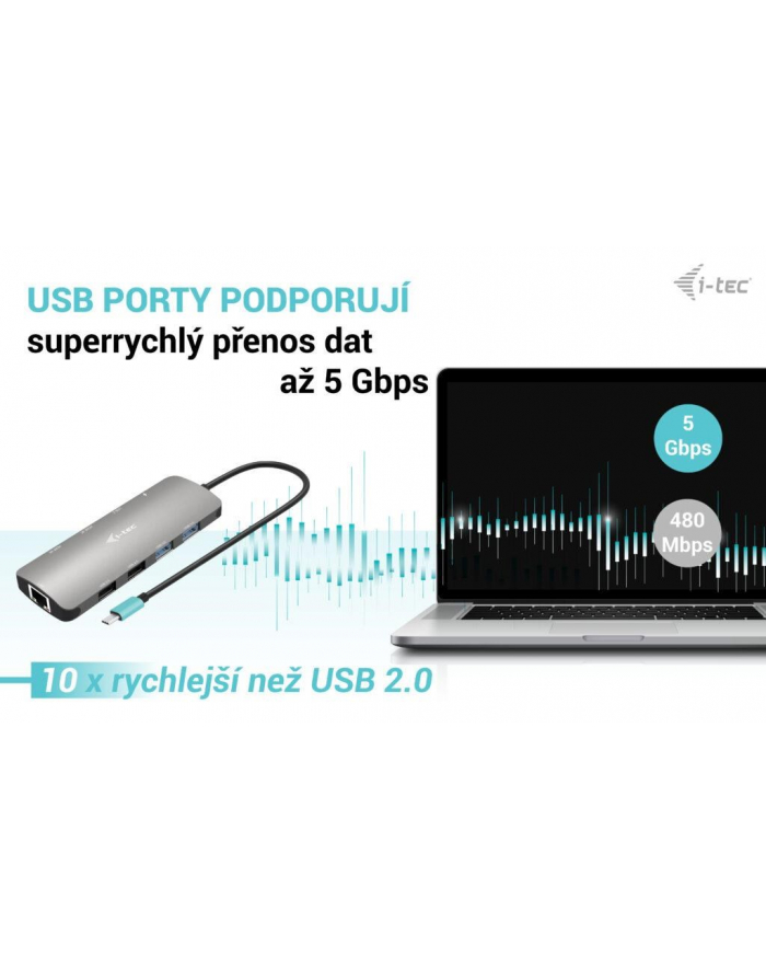 I-TEC USB-C Metal Nano Dock 2x HDMI 1x GLAN 2x USB 3.2 2x USB 2.0 1x USB-C 3.2 Gen.1 Data 1x USB-C 100W PD + Charger 112W główny