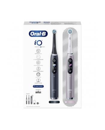 no name Elektryczna szczoteczka do zębów Oral-B iO 9 Series Duo Akumulator Dla dorosłych Liczba główek szczoteczki w zestawie 2 Czarny Onyks/Róża Liczba trybów szczotkowania zębów 7