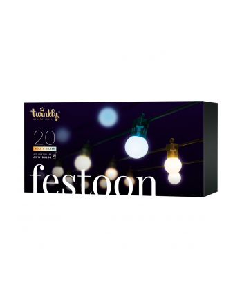no name Inteligentne oświetlenie LED Twinkly Festoon 40 AWW (złoto + srebro) żarówki G45, 20m