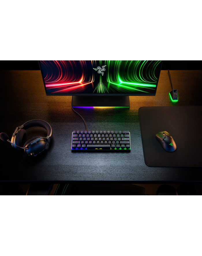 no name Razer Optyczna klawiatura do gier Huntsman Mini 60% światło LED RGB, NORD, przewodowa, czarna, przełącznik analogowy główny