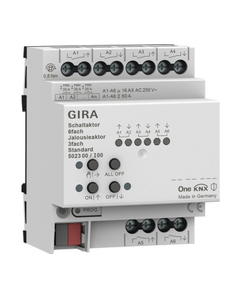 no name GIRA aktor przekaźnikowy/żaluzjowy 6x/3x 16 A standard KNX ONE 502300
