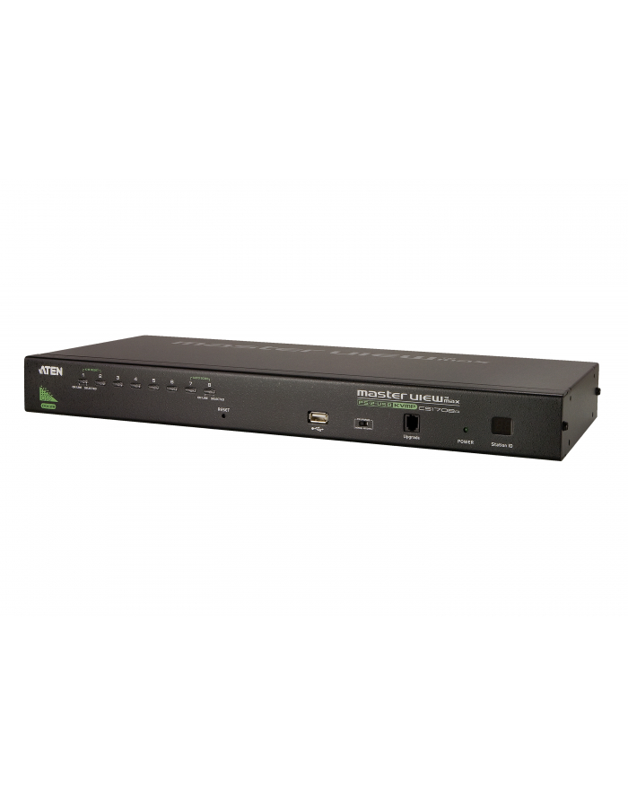 no name Aten 8-portowy przełącznik KVM PS/2-USB VGA z portem łańcuchowym i obsługą urządzeń peryferyjnych USB CS1708A gwarancja 24 miesiące główny