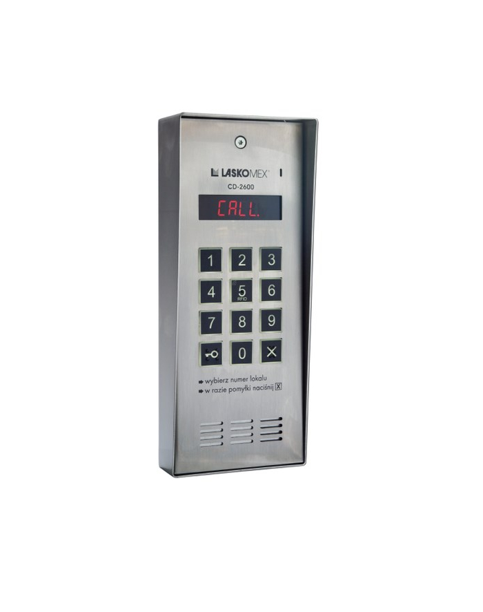 no name Laskomex CD-2600R audio z czytnikiem kluczy RFID ze stali nierdzewniej, w obudownie natynkowej główny