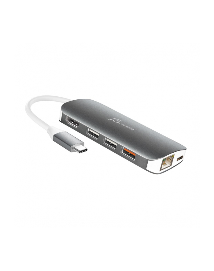 j5 create Stacja dokująca j5create USB-C Multi Adapter (9 function in 1) 1x4K HDMI/3xUSB 31/1xUSB-C/Card Reader/1xRJ45 Gigabit; kolor srebrny JCD383-N główny