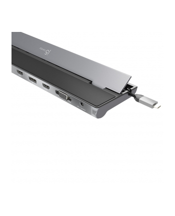 j5 create Stacja dokująca z zasilaczem j5create USB-C Triple Display Docking Station 100W 2xHDMI/1xDisplay Port/1xVGA/3xUSB30/2xUSB-C/Card Reader/RJ45 Gigabit/35mm combo audio jack czarna JCD543P-EN