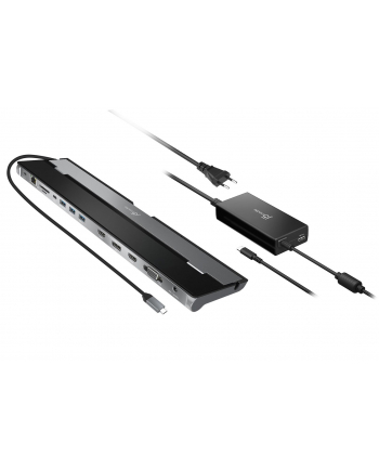 j5 create Stacja dokująca z zasilaczem j5create USB-C Triple Display Docking Station 100W 2xHDMI/1xDisplay Port/1xVGA/3xUSB30/2xUSB-C/Card Reader/RJ45 Gigabit/35mm combo audio jack czarna JCD543P-EN