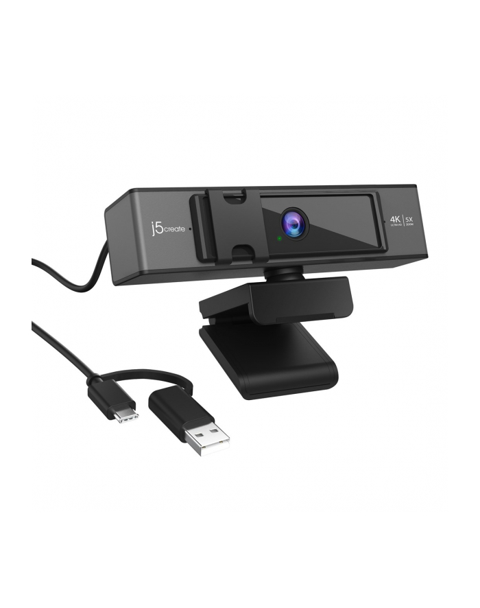 j5 create Kamera j5create USB 4K Ultra HD Webcam with 5x Digital Zoom Remote Control USB-C/USB 20; kolor czarny JVCU435-N główny