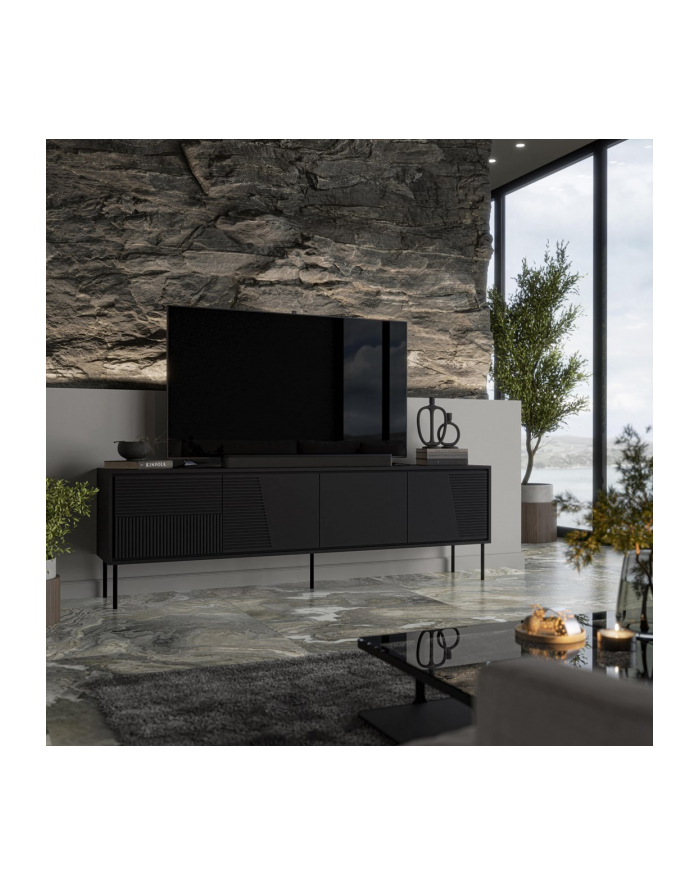 cama meble Szafka RTV ABI 4D 200x38x62 czarny mat główny