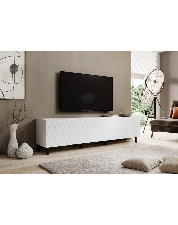 cama meble Szafka RTV ASTI 200x42x52 biały mat główny