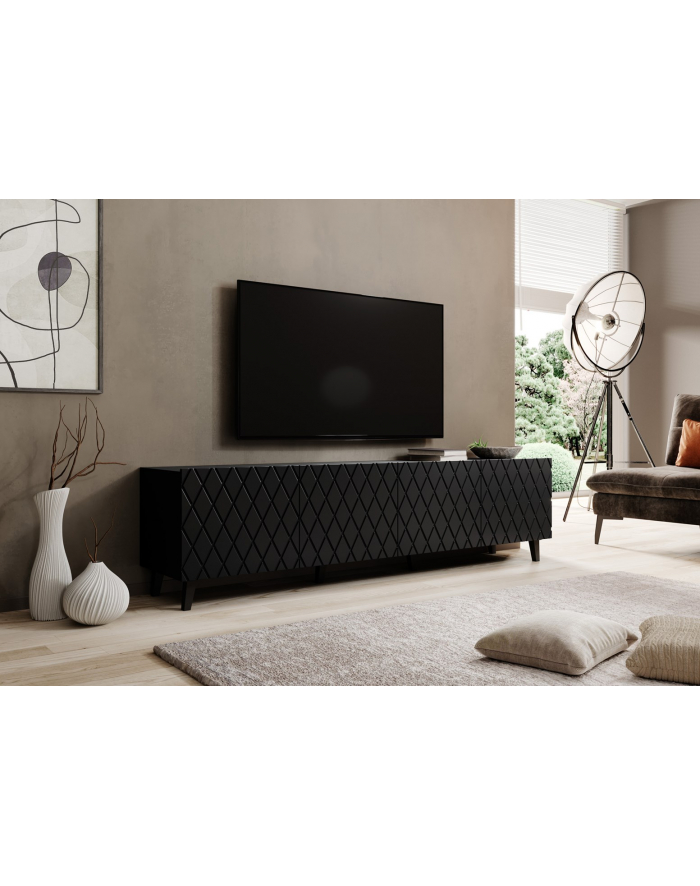 cama meble Szafka RTV ASTI 200x42x52 czarny mat główny