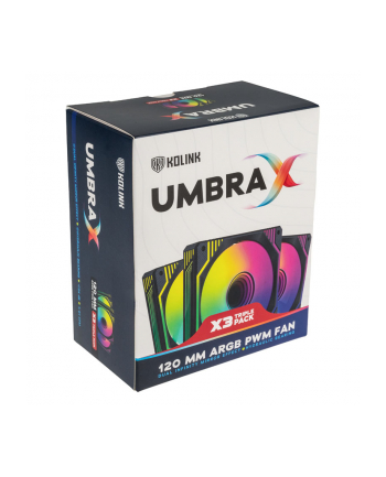 no name Kolink Umbra X 120mm ARGB High Performance PWM Wentylator Triple Pack - Czarny