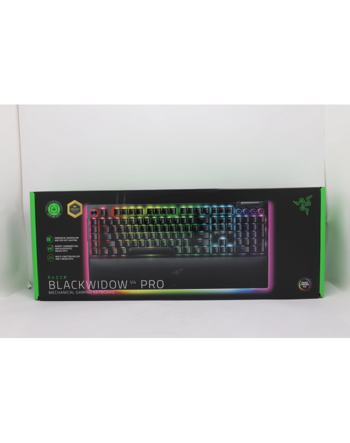 no name Klawiatura do gier Razer BlackWidow V4 Pro, zielony przełącznik, USB, układ brytyjski główny
