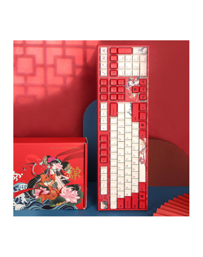 no name Klawiatura gamingowa Varmilo VEA108 Koi, MX-Brown, biała dioda LED - układ amerykański główny