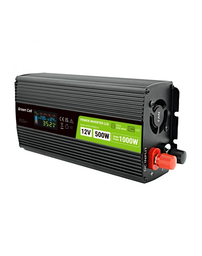 GREEN CELL PRZETWORNICA LCD 12V/230V 500W/1000W CZYSTY SINUS INVGC12P500LCD główny