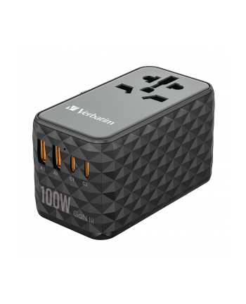 Adapter podróżny Verbatim UTA-06 GaN III globalny-globalny 2xUSB 2xUSB-C PD QC 4+