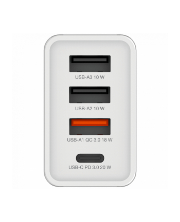 Ładowarka sieciowa Verbatim 1xUSB-C PD 20W 1xUSB-A QC 3.0 2xUSB-A 10W UE biała